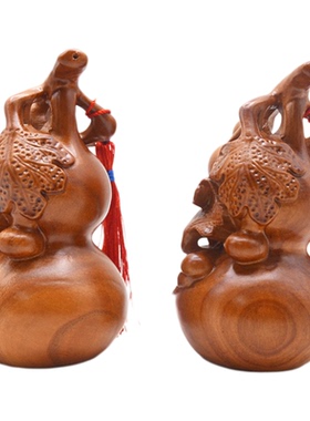 桃木葫芦一体实木实心小葫芦福禄玄关入户摆件