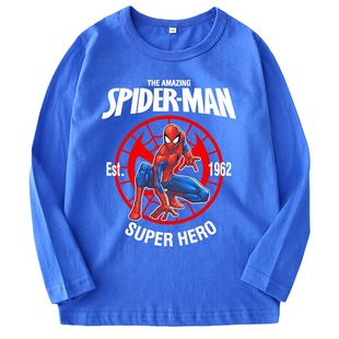 漫致细色童装蜘蛛侠男童长袖T恤纯棉儿童春装多色全棉打底衫洋气