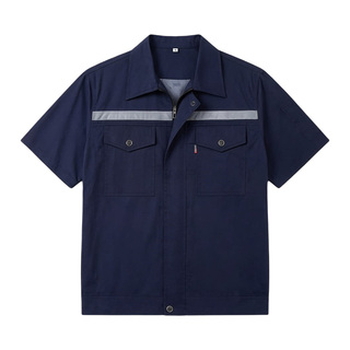 加固反光条劳保服定制印logo工地耐磨耐脏工作服上衣男装短袖薄款