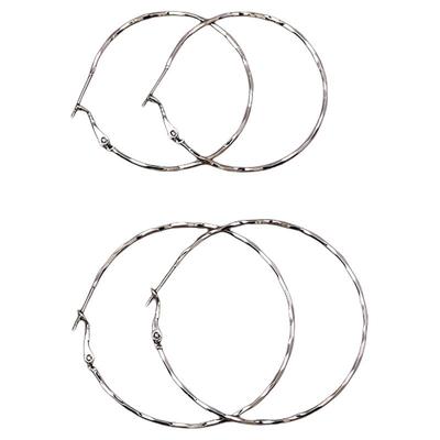 银色夸张大圈圈耳环轻奢高级感