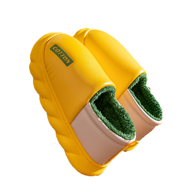 防水棉拖鞋女秋冬季包跟居家居防滑家用保暖厚底毛毛月子棉鞋外穿