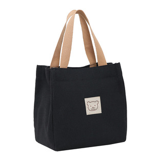 帆布包女可爱加厚手提包便当饭盒上班买菜大容量拉链小布袋收纳包