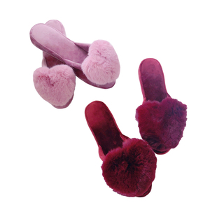 甜蜜少女桃心短绒坡跟家居鞋地板拖麂皮绒底静音拖鞋冬厚底增高