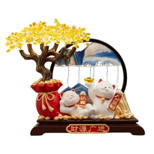 发财树流沙画招财猫摆件客厅装饰新房子搬家礼物乔迁新居开业礼品