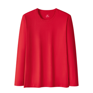 健将本命年秋衣男款纯棉上衣单件冬季打底棉毛衫红色男士保暖内衣