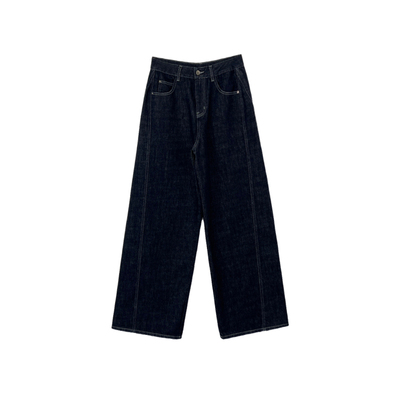 丹宁蓝原色薄绒牛仔裤弯刀裤
