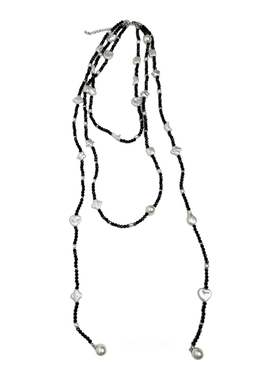 甜酷风黑色蕾丝巴洛克珍珠项链女choker锁骨链轻奢气质简约毛衣链