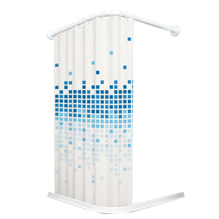 弧形浴帘杆套装免打孔 L形浴室帘直角淋浴房隔断卫生间防水布防霉