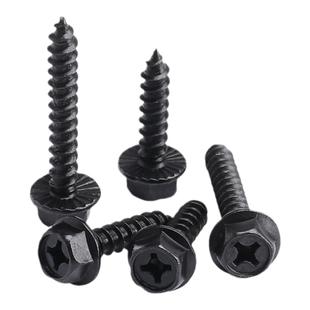 304不锈钢外六角自攻黑色镀锌法兰外六角自攻螺丝木螺丝3M4M5M6M8