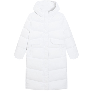 特步中长裤羽绒服女2025年冬季宽松运动上衣保暖外套975428640042