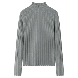 J*C金纯良品 匠心100%羊绒烟管领宽坑条百搭打底羊绒衫26年新款