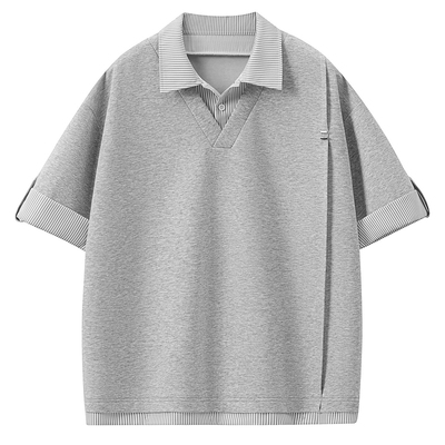 【假两件翻领设计】短袖T恤男款