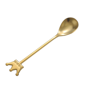 不锈钢长柄小圆勺甜品调羹搅拌勺创意钛金可爱西餐小勺咖啡勺商用