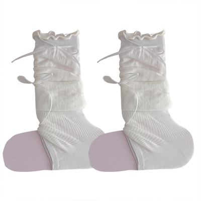 蝴蝶结小腿袜子女踩脚堆堆袜套