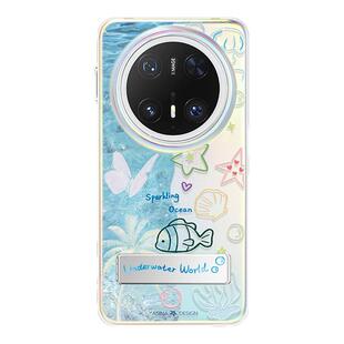 波光海底适用华为mate80promax手机壳隐藏式折叠支架mate60保护套全包网红防摔mt70新款可爱超火por+高级感女