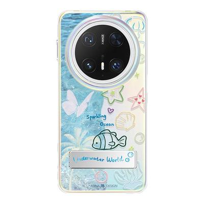 波光海底适用华为mate80promax手机壳隐藏式折叠支架mate60保护套全包网红防摔mt70新款可爱超火por+高级感女