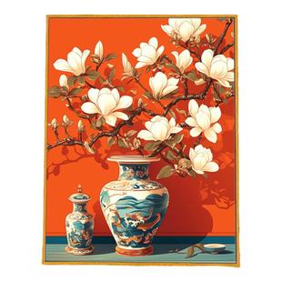 【白玉兰】diy数字油画成人花卉手绘治愈油彩丙烯填充解压装饰画