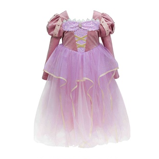 丢手绢童装长发公主裙女童连衣裙丝绒长袖儿童秋冬蓬蓬裙生日礼物