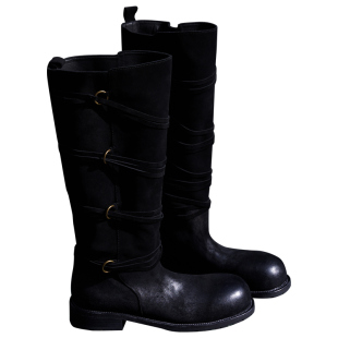 Le' Murmure 松弛感 柔雾反绒工装风 扣环绕带 高靴马靴 骑士靴女