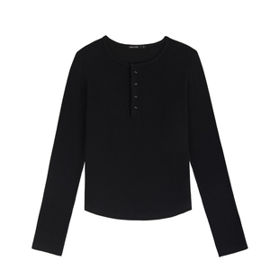 「MISAZ」骨感显瘦！磨毛软糯修身打底T Henry领俏皮内搭多色长袖