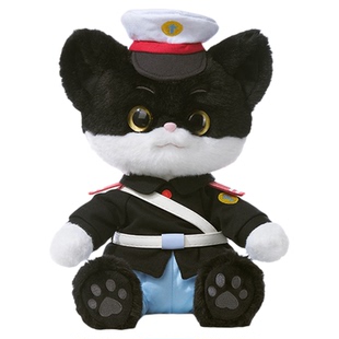 上美影普莱美20cm黑猫警长猫咪玩偶可换装棉花娃娃公仔毛绒玩具