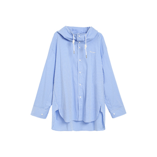 TurnSignal连帽格子防晒衬衫外套女春秋薄款2025新款休闲宽松上衣