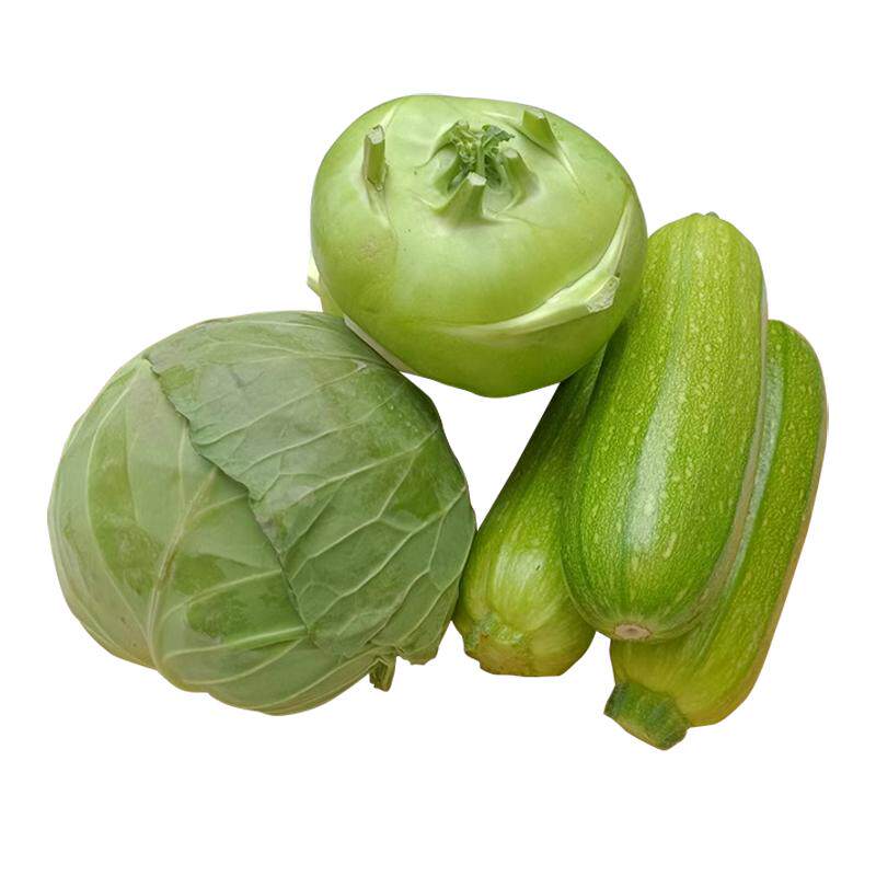 云南新鲜组合食用蔬菜现摘现卖苤蓝+西葫芦+卷心菜包邮