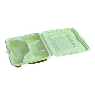 一次性快餐盒连体四格塑料快餐盒 食品外卖打包盒便当盒黄白饭盒