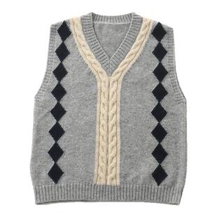 康赛妮100%纯山羊绒马甲男女童毛衣背心宝宝加厚学院风春秋百搭款