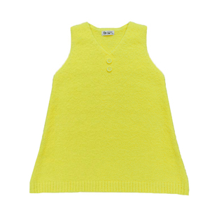 小蜜糖童装女童黄色针织背心裙秋冬宝宝羊毛连衣裙儿童裙子公主裙