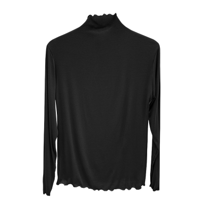 白色半高领打底衫女秋冬内搭2025新款加厚磨毛木耳边中领洋气上衣