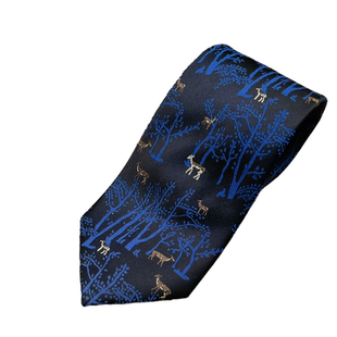 出口日单森林小鹿手工刺绣真丝领带幽深意境林空鹿饮溪服饰礼品