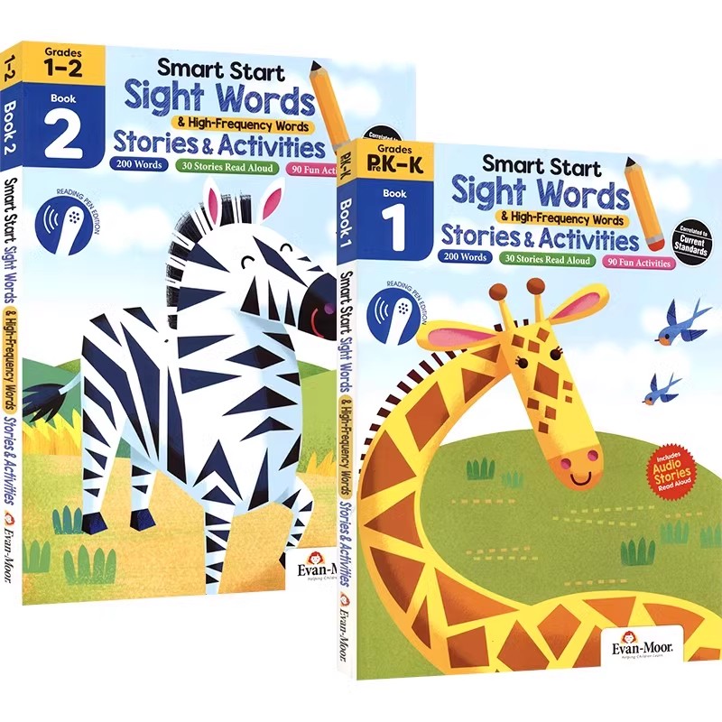 【自营】点读版 Evan Moor Smart Start Sight Words 1-2高频词 美国加州聪慧系列 英语高频词练习 幼儿园至小学2年级