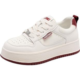 红蜻蜓板鞋女2025秋冬新款加绒保暖棉鞋厚底增高休闲鞋运动鞋女款