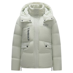 坦博尔户外羽绒服女短款廓形运动可脱卸帽保暖外套春TB235362