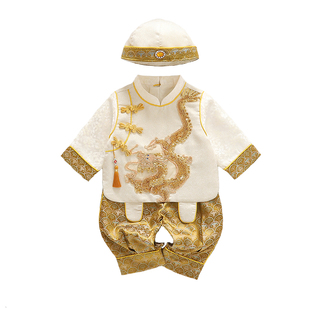周岁礼服男宝宝抓周衣服秋冬中式喜庆唐装婴儿百天拍照套装