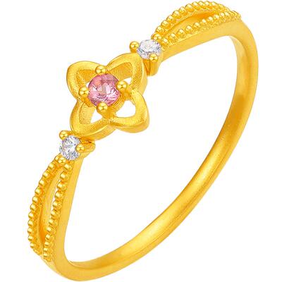 周六福黄金戒指女款春楹5G足金