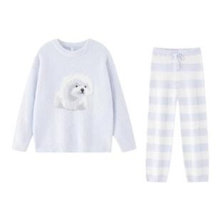 半边绒睡衣女款2026新款冬高级感加绒加厚冬季珊瑚绒秋冬家居服厚