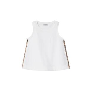 【24期免息】BURBERRY女童 格纹饰边棉质上衣 81174371