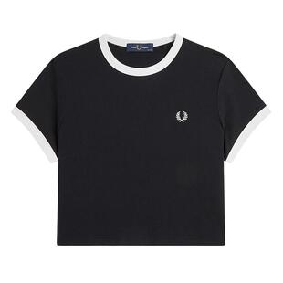 FRED PERRY女装合身短袖T恤2026夏季新款青春时尚撞色包边短上衣