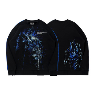 TEE7-魔兽世界阿尔萨斯巫妖王圆领卫衣运动纯棉宽松休闲潮流