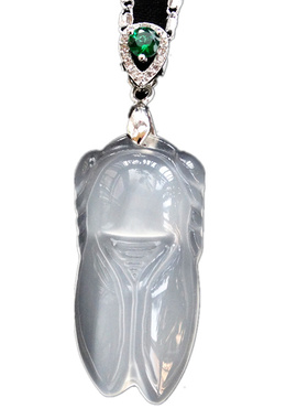 知了冰种玉髓玛瑙一鸣惊人女吊坠