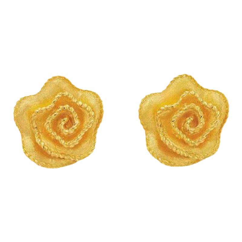 justgold鎮(zhèn)金店海誓花黃金足金耳環(huán)耳釘（含耳堵）1323071Y
