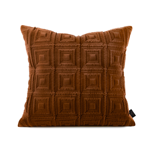 轻奢靠枕沙发客厅现代样板房橙橘色方格线框间棉抱枕靠垫床头靠背