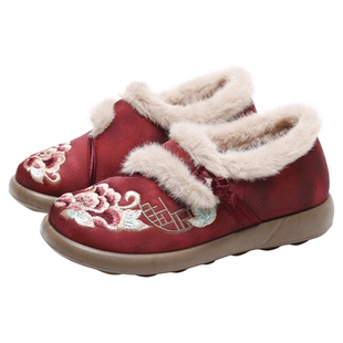 泰和源老北京布鞋女冬季保暖绣花鞋毛绒舒适防滑中老年鞋妈妈棉鞋