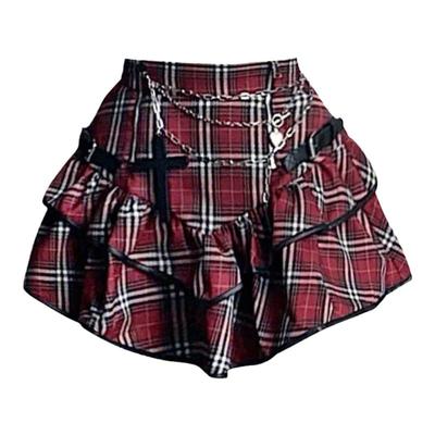 美式复古格子蓬蓬蛋糕裙