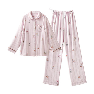 嫚熙春秋季孕妇哺乳睡衣产后弹力丝麻棉告白小狗月子服家居服套装