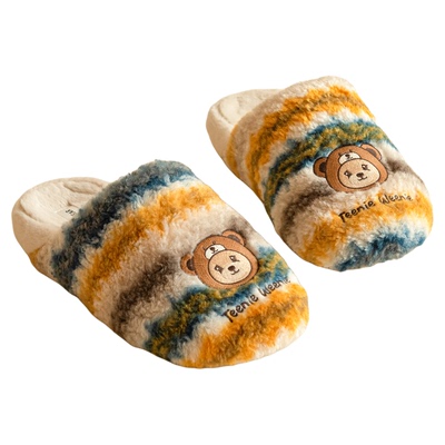 TeenieWeenie小熊刺绣保暖毛拖鞋