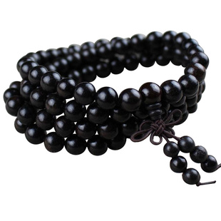 天然黑檀手串佛珠108颗紫光檀乌木老料沉水男女手链念珠饰品文玩