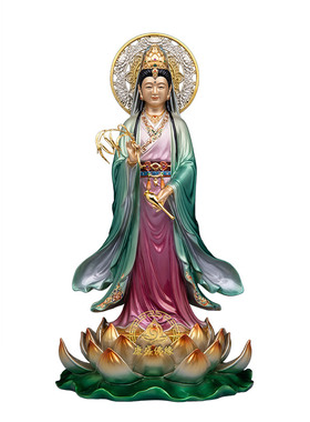 纯铜妙善观音佛像家用保平安摆件